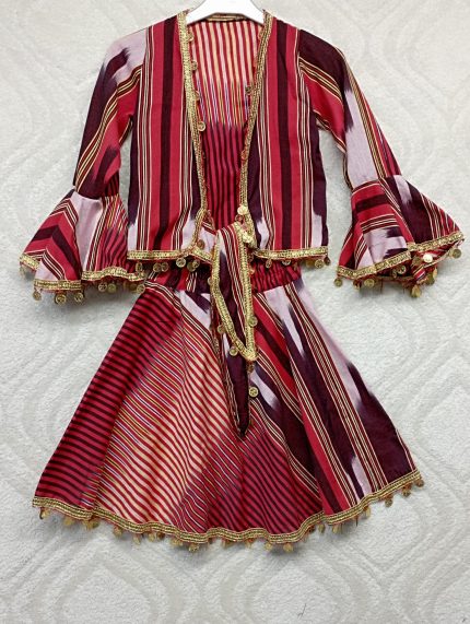 23 NİSAN KIZ ÇOCUK KEŞAN KUMAŞ BOLERO ETEKLİ TAKIM