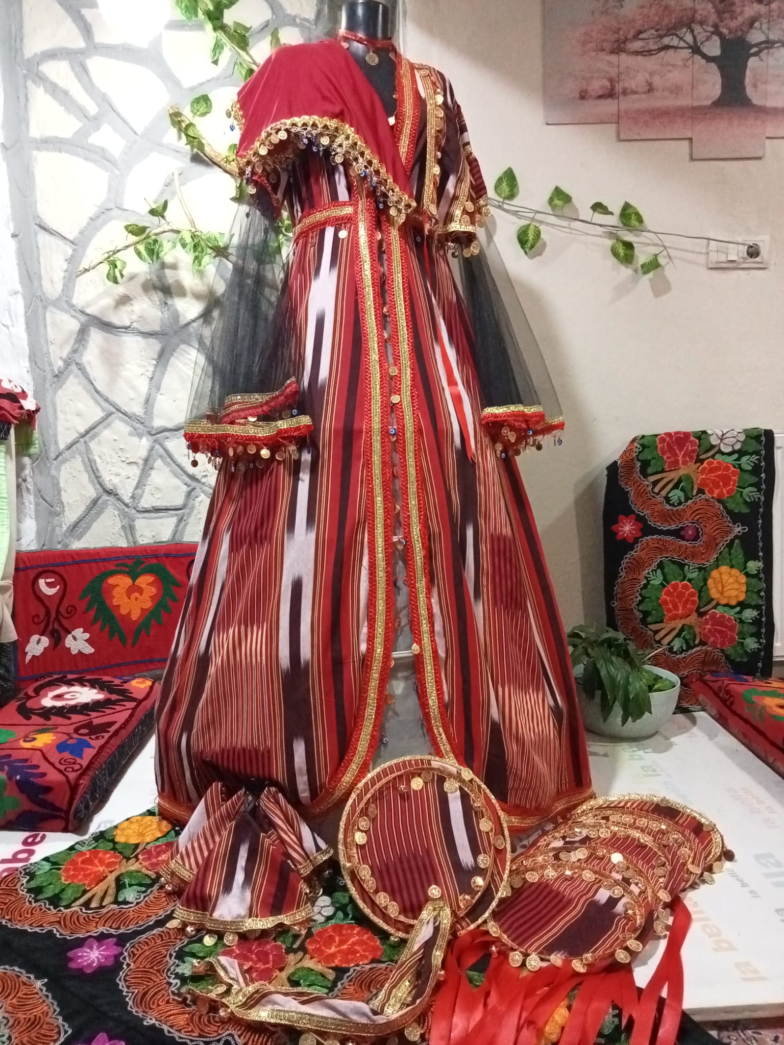 KAFTANTAKIM KINA SETİ KEŞAN KUMAŞ KAFTAN-TEF-NEDİME MENDİL- SHAKİRA KEMER-TÜLBENT - Görsel 1