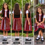 23 NİSAN KIZ ÇOCUK KEŞAN KUMAŞ ETEKLİ TÜL DETAYLI TAKIM - Görsel 2